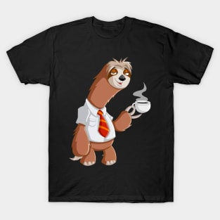 Smiling Sloth With Coffee T-Shirt